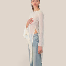 Carica l'immagine nel visualizzatore di Gallery, Haveone maglia tulle con pizzo e spacco laterale Art MVS-Q111
