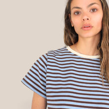 Carica l'immagine nel visualizzatore di Gallery, Haveone maglia mezza manica rigata con aletta 77% cotone Art MJK-Q054
