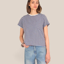 Carica l'immagine nel visualizzatore di Gallery, Haveone maglia mezza manica rigata con aletta 77% cotone Art MJK-Q054
