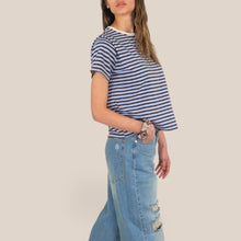 Carica l'immagine nel visualizzatore di Gallery, Haveone maglia mezza manica rigata con aletta 77% cotone Art MJK-Q054
