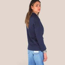Carica l'immagine nel visualizzatore di Gallery, Vicolo blazer blu foderato doppio petto Art TD0439
