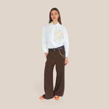 Carica l'immagine nel visualizzatore di Gallery, Haveone pantalone moro palazzo con catena e cintura Art PVS-Q110
