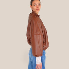 Carica l'immagine nel visualizzatore di Gallery, Haveone bomber cuoio coulisse colletto Art KVS-Q063
