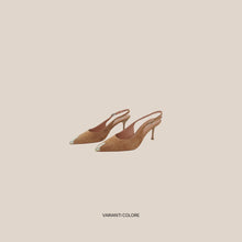 Carica l'immagine nel visualizzatore di Gallery, Divine Follie slingback camoscio puntale oro tacco 7 cm Art A712
