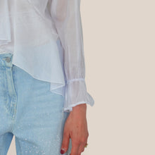 Carica l'immagine nel visualizzatore di Gallery, Haveone blusa balza fondo colletto pizzo 85% lyocell Art CMA-Q200
