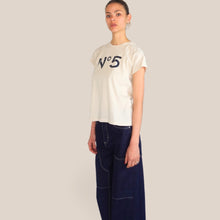 Carica l'immagine nel visualizzatore di Gallery, Tensione in t-shirt beige N°5 blu 100% cotone Art 26M4385
