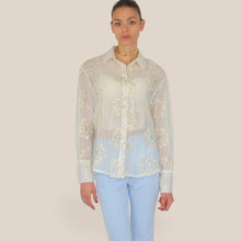Carica l'immagine nel visualizzatore di Gallery, Haveone camicia over fiore pizzo con micro paillettes 85% tencel Art CFW-Q167

