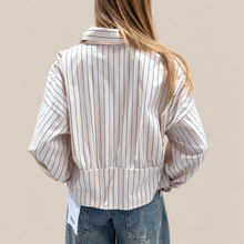 Carica l'immagine nel visualizzatore di Gallery, Haveone camicia sabbia rigata blu 45% cotone Art CVS-Q165
