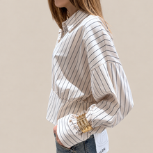 Carica l'immagine nel visualizzatore di Gallery, Haveone camicia sabbia rigata blu 45% cotone Art CVS-Q165
