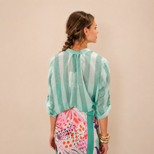 Carica l'immagine nel visualizzatore di Gallery, Haveone camicia over rigata turchese chiaro turchese scuro 85% lyocell Art CVS-Q422
